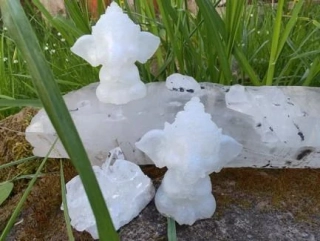 Orgonitový Ganesha "Vílí dech" – Vločky stříbra, Křišťál & Perleť