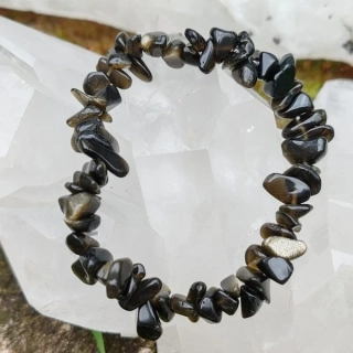 Minerální náramek Zlatý obsidián (sekané zlomky 4–8 mm) – „Zlatý štít ochrany, odhalení stínů a síla záměru“