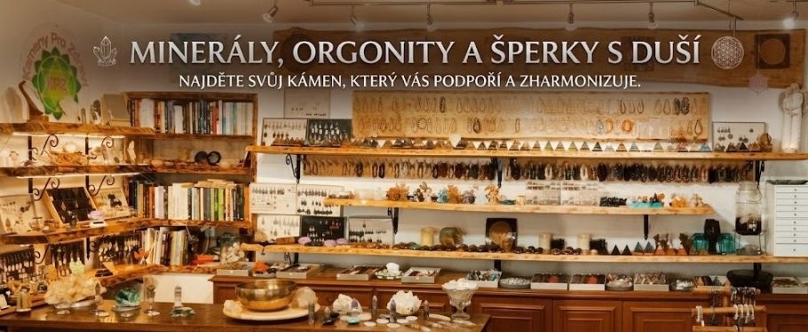 prodejna a dílna s ručně tvořenými orgonity, krystaly a minerálními šperky